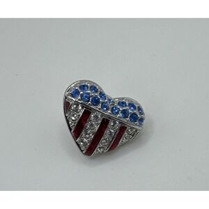 Swarovski Brave Heart American Flag  9/11 Patriotic Commemorative Tack Pin